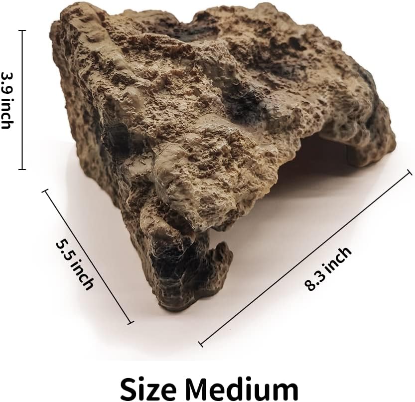 Reptile Simulation Rock Cave Hideouts Terrarium Habitat Décor Bearded Dragon Hideout for Turtles Lizards Snakes Crab (Medium)