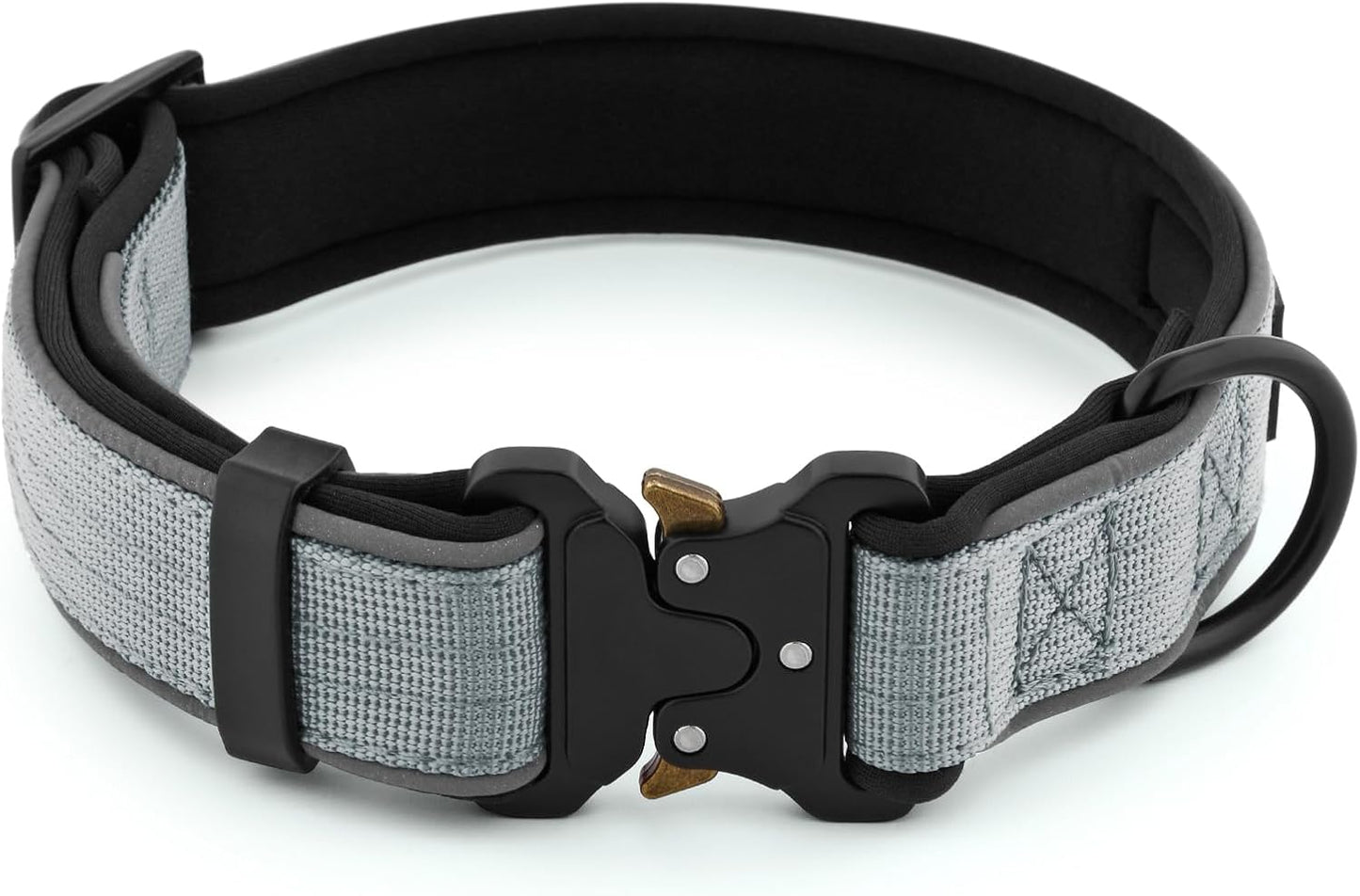 Plutus Pet Tactical Dog Collar, Reflective, Adjustable Heavy Duty Dog Collar, Soft Padded and Comfortable, for Small Medium and Large Dogs (Gray, XS)