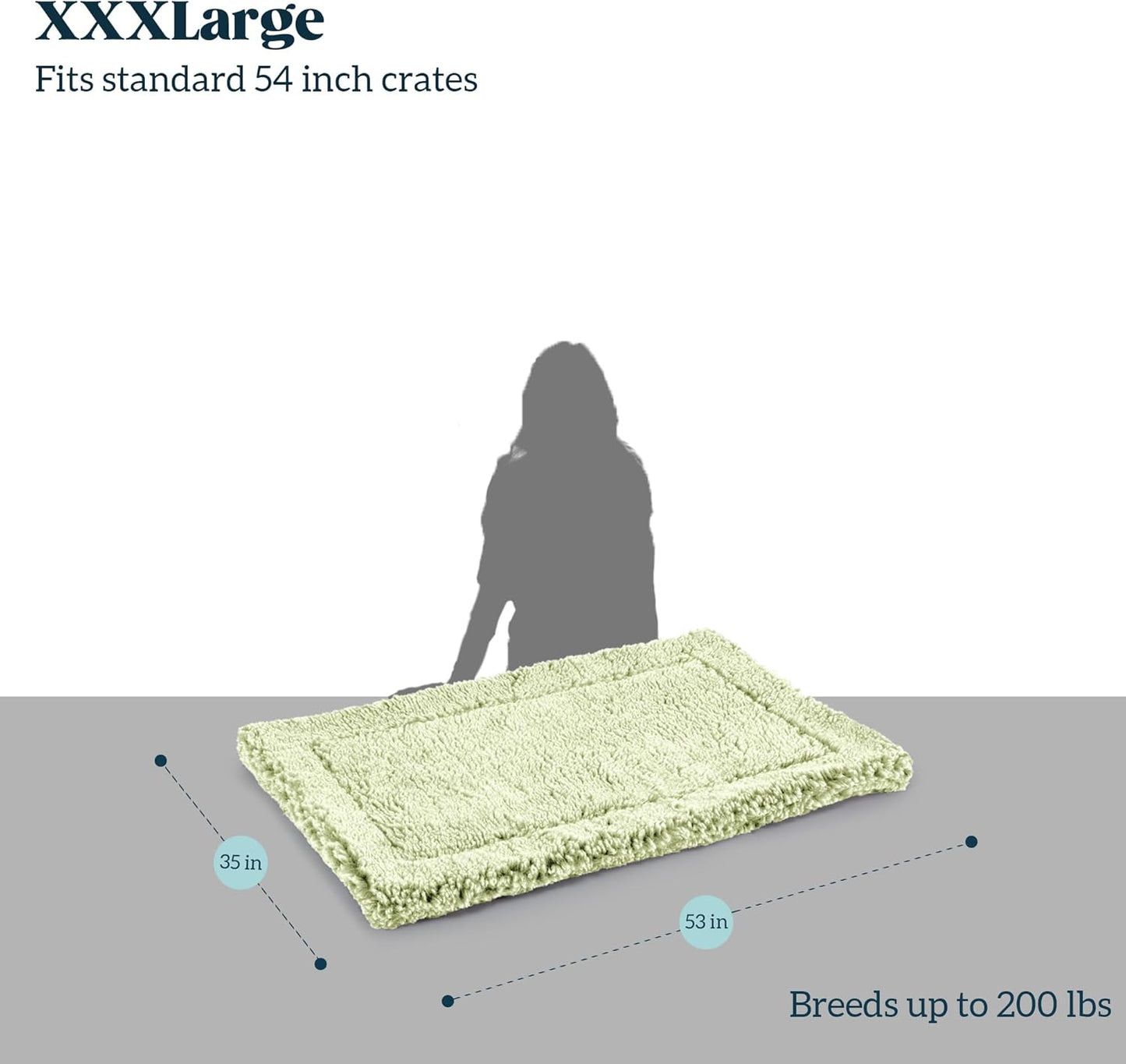 Stoutwool Indestructible Dog Bed - Fluffy Chew Proof Dog Crate Pad - Tough Kennel Pad for Aggressive Chewers - Washable, Ideal for Jumbo Breeds & Fits 54-Inch Crate - 53"x35", Gleam