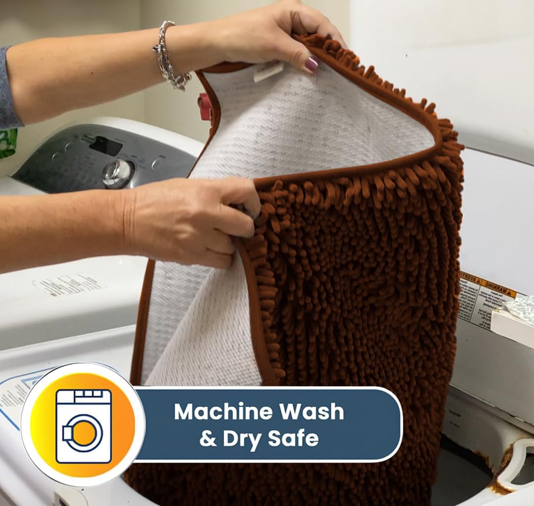 Muddy Mat® Shown on TV – Super Absorbent Door Mat Indoor, Microfiber Quick Dry Chenille Entryway Rug, Non-Slip Front Door Mat, Indoor Mats for Entryway, Machine Washable Pet Rug, Orange 36"x60"