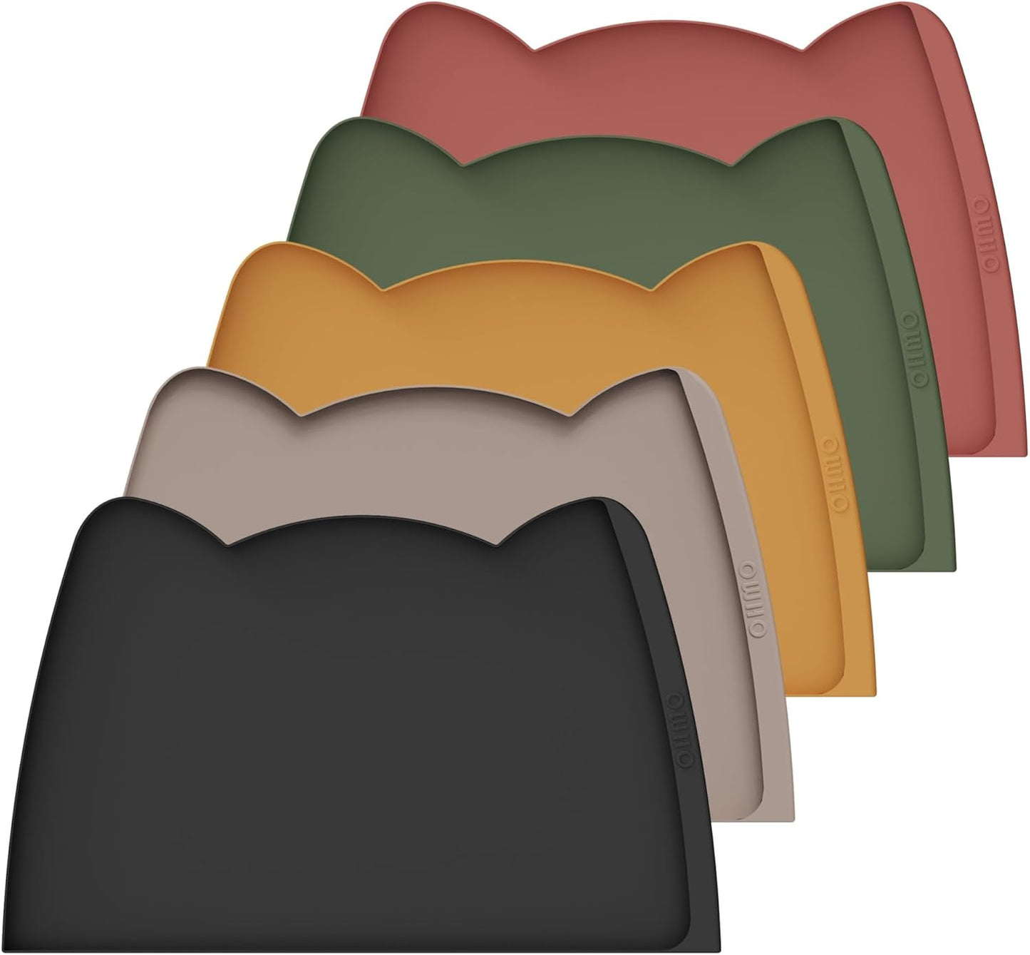 OHMO Dog Food Mat(Black, 24 * 15'') w/Residue Collection Pocket Silicone Pet Feeding Mat for Floor High Edges Anti Spills Waterproof Cat Water Bowl Tray, Easy Clean Placemat