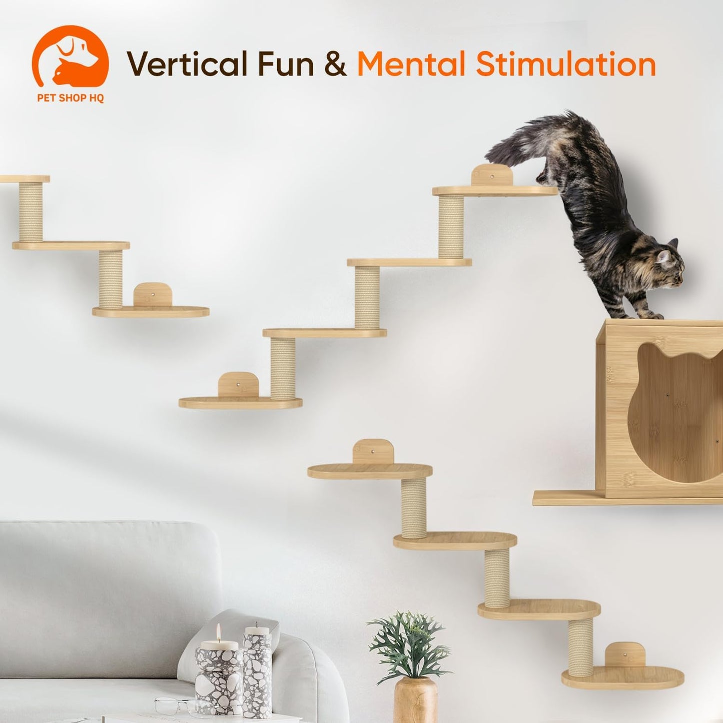 Wall-Mounted Cat Furniture for Climbing - Indoor Wooden Floating Shelves, Perches, Hammock, Bed, Bridges, Walkways - Different Models
