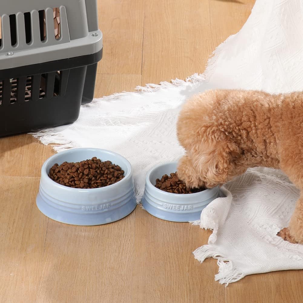 Sweejar Gradient Dog Bowl, Ceramic Dog Food Dish for Large Dogs and Large Cat, Porcelain Pet Bowl for Food and Water 32 oz (Gradient Light Blue)