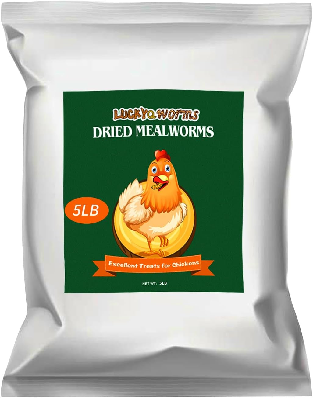 Dried Mealworms 5Lbs, High-Protein Bulk Mealworms, 100% Non-GMO Mealworm Treats for Birds, Chickens, Turtles, Fish, Hamsters and Hedgehogs All Natural Animal Feed