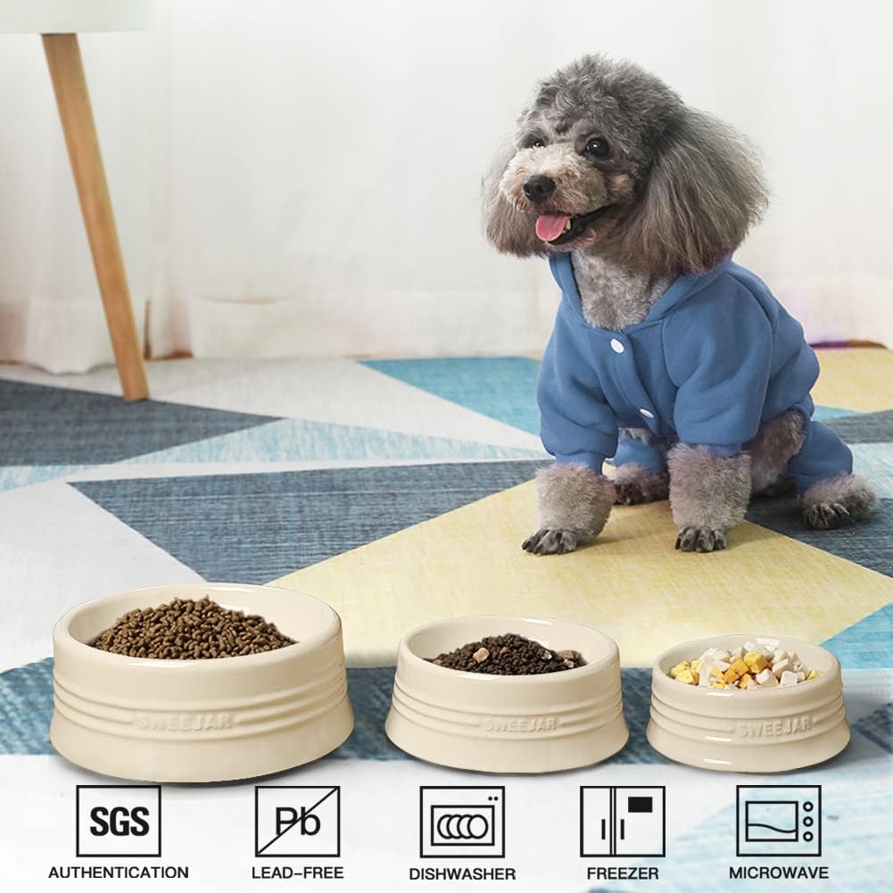 Sweejar Gradient Dog Bowl, Ceramic Dog Food Dish for Large Dogs and Large Cat, Porcelain Pet Bowl for Food and Water 32 oz (White)