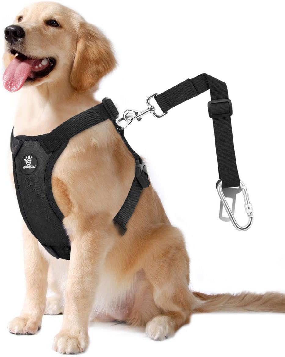 Dog Seat Belt, Safety Vest Dog Car Harness with Adjustable Buckle Dog Seat Belt for Vehicle Nylon Pet Safety Seat Belts Heavy Duty(XL, Black)