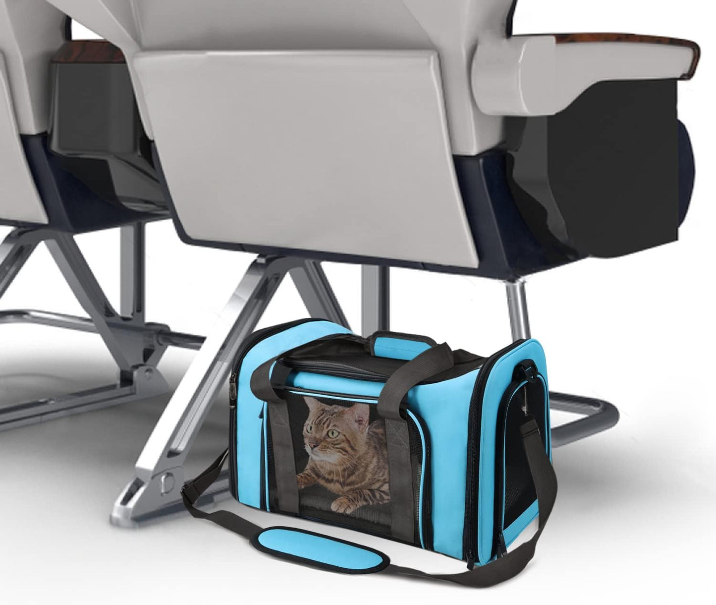Large Cat Carriers Dog Carrier Pet Carrier for Large Cats Dogs Puppies up to 25Lbs, Big Dog Carrier Soft Sided, Collapsible Travel Puppy Carrier - Large - Blue