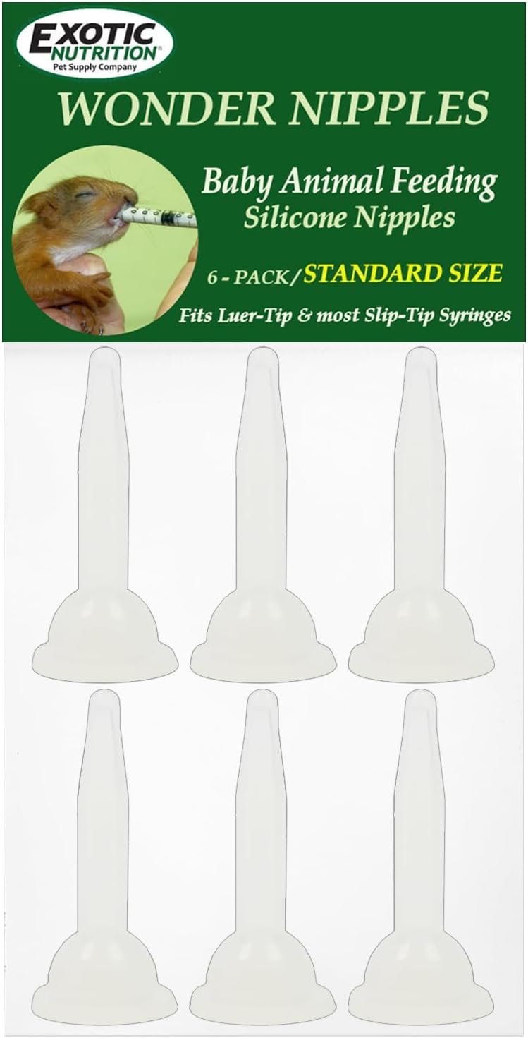Wonder Nipple - Nursing Nipple for Baby Animals - Handfeeding Baby Squirrels, Sugar Gliders, Hedgehogs, Guinea Pigs, Racoons, Prairie Dogs, Opossums, and More! (Standard)