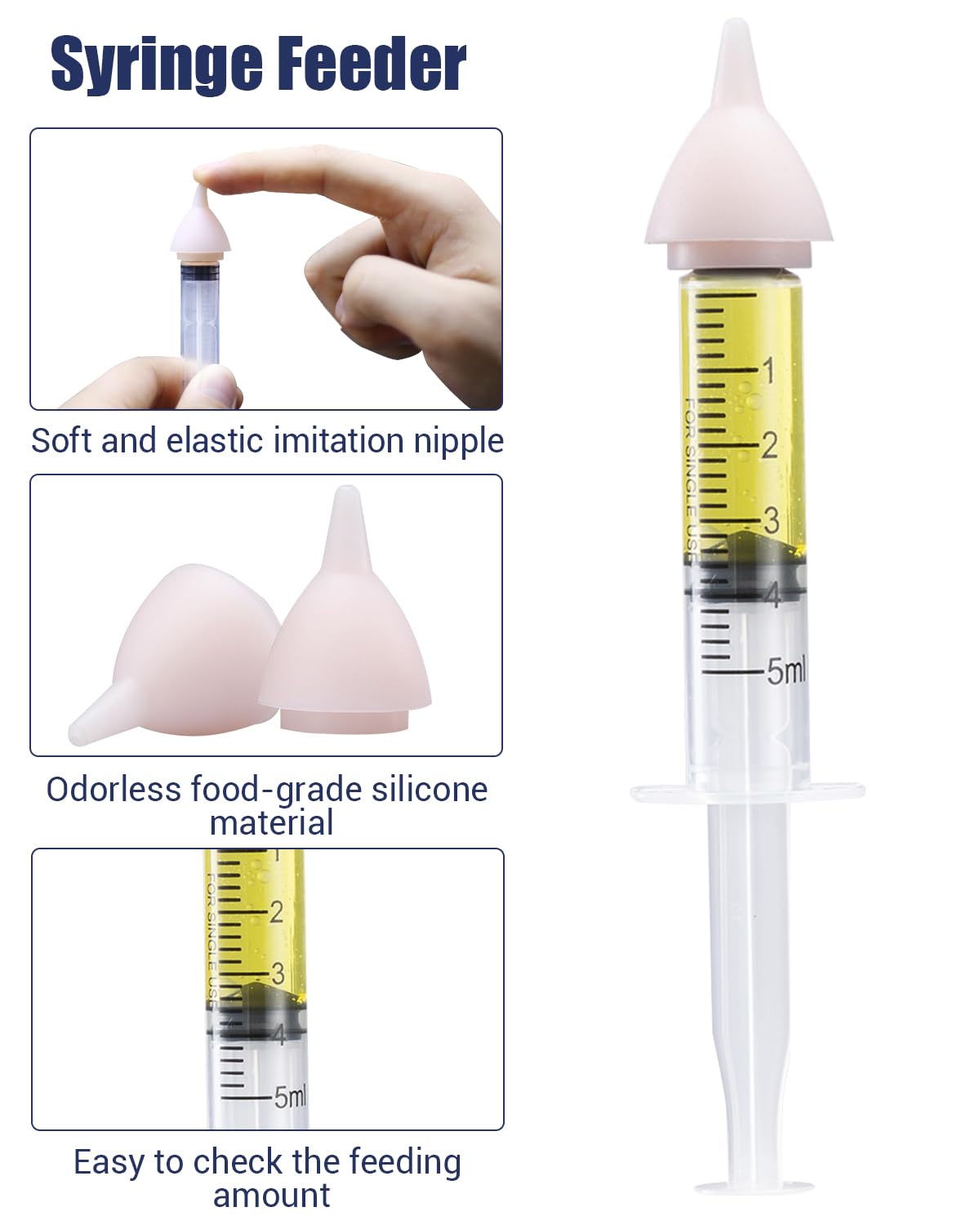 Pet Nursing Bottle, Nursing Bottle Kits, Kitten Bottle Feeding Kit, Fit for Feeding Newborn Puppies, Kitten, Squirrel, with 2 Replacement Nipple for Nursing Puppy Milk