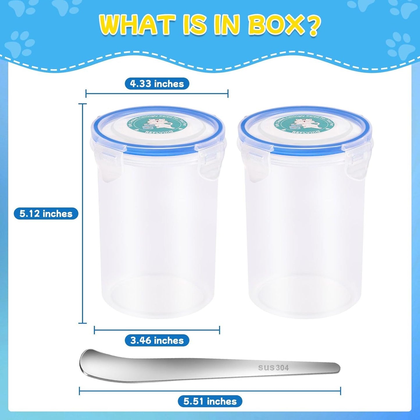 REFLYING Canned Cat Food Storage Lids,Reusable Airtight Can Cover Pet Food Sealer, Keeps Cat Food Storage Can Fresh, Cat Food Container Eliminates Odor, Easy To Use With SUS 304 Spoon