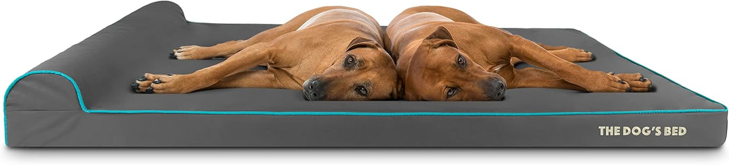 The Dog’s Bed Orthopedic Headrest Dog Bed XXXL Grey/Blue 64x44, Memory Foam, Pain Relief for Arthritis, Hip & Elbow Dysplasia, Post Surgery, Lameness, Veterinary Approved, Waterproof Washable Cover