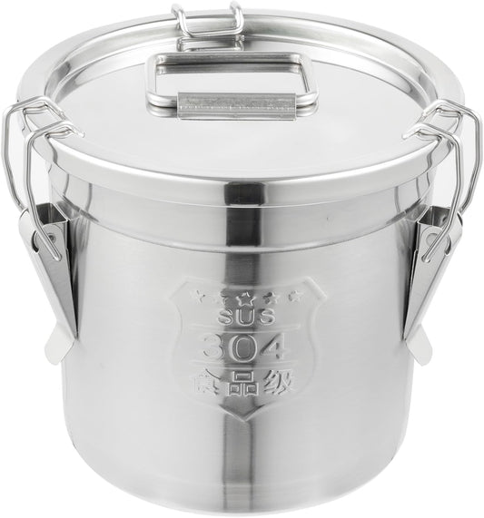 DYNAMI 304 Stainless Steel Containers With Lid,202oz Airtight Flour Container for Kitchen,5-10lbs Metal Airtight Canisters Milk Jug Coffee Bean Cookies Canisters w/Locking Clamp (6L/1.6Gal)