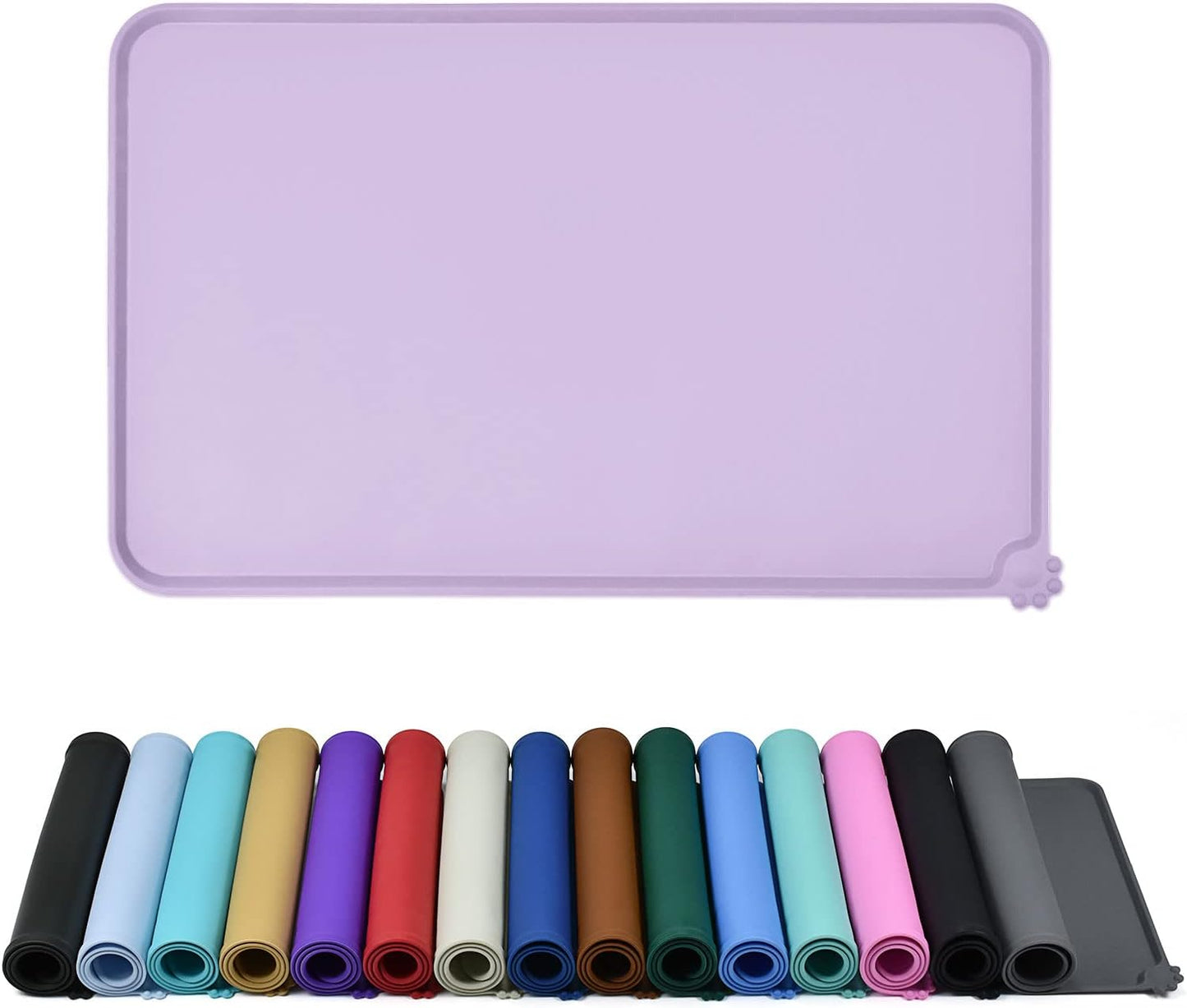 Waterproof Pet Feeding Mat with High Raised Edges, Heavier and Thicker Placemats for Cat Dog Water Bowl with BPA Free, Dogs Cats Food Mats for Messy Drinkers to Prevent Spill and Protect Floors