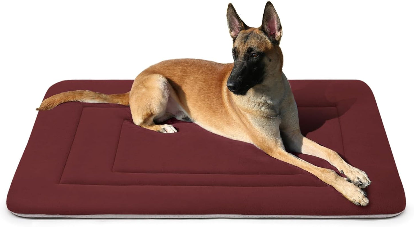 JoicyCo Soft Dog Crate Bed Pad Mat, 42 in Non-Slip Bottom Washable for Large Dogs, Pet Mattress Kennel Pad, Dark Red