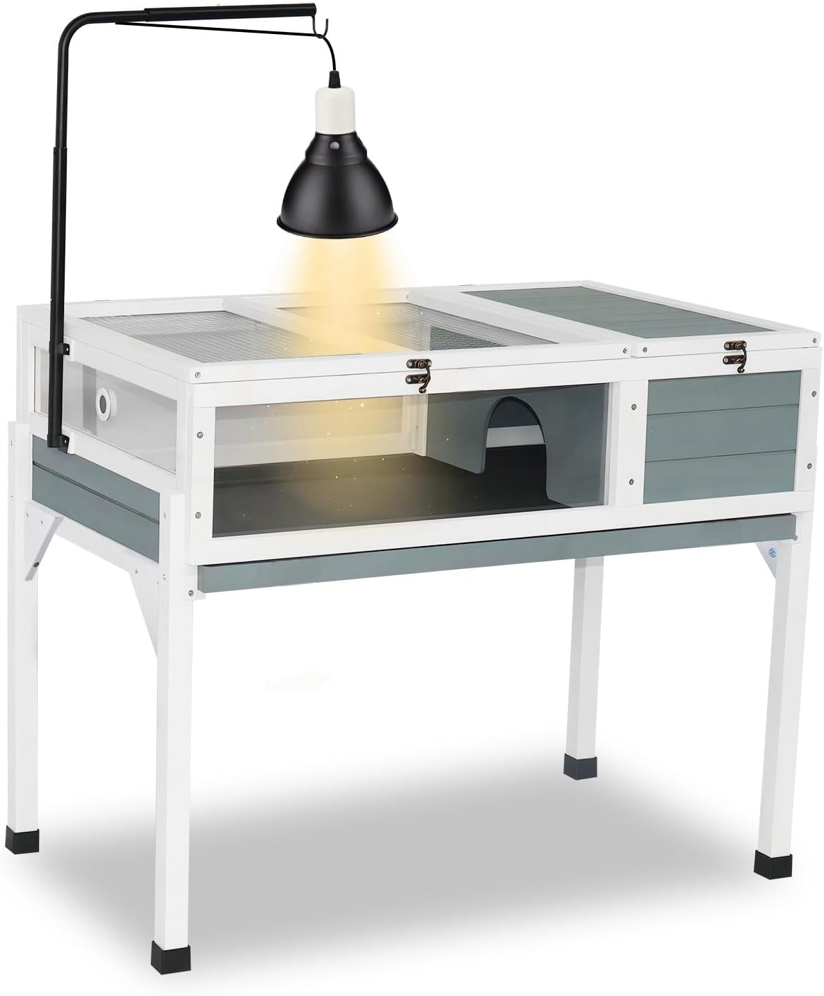 Tortoise Habitat Enclosure Turtle House Indoor Reptile Cage with Hygrothermograph Adjustable Lam Stand