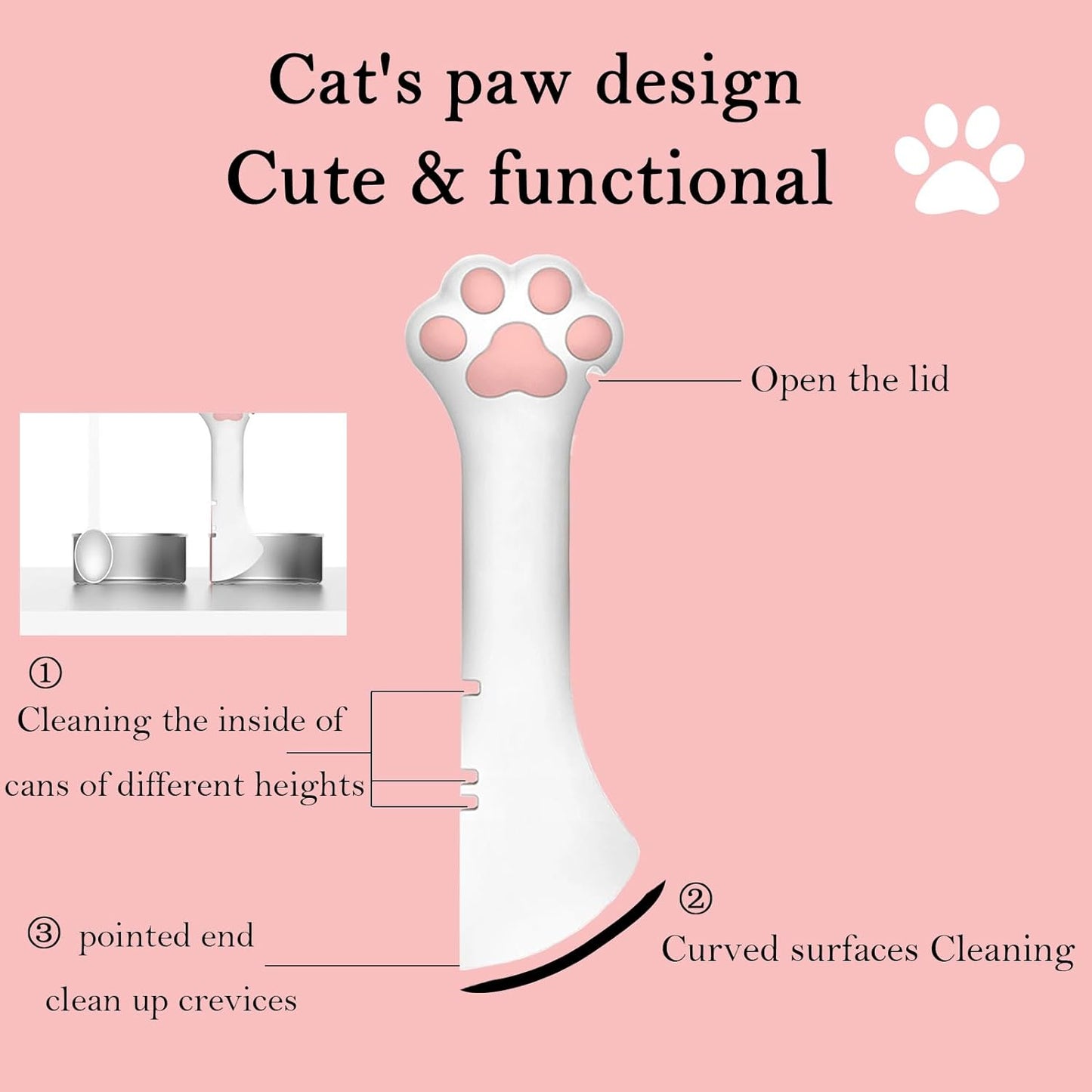 Pet Food Can Spoon & 3 Pcs Can Cover Lids | Cute Paw Shape Opener Spatula Cat Wet Food Spoon | Universa BPA Free Silicone Can Lids & Spoon for Dog Cat Cans(multicolor)