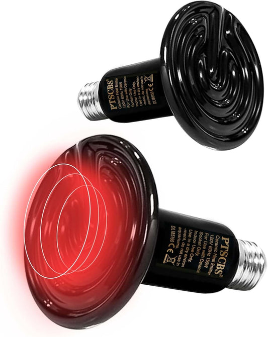 100W Reptile Heat Lamp(2 Packs)-Ceramic Heat Emitter for Reptiles Amphibian Pet Brooders Chicken Incubation, and Terrariums Turtle Lizard Bearded Dragon Snake E26