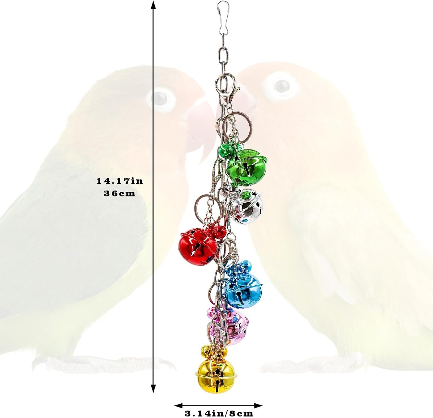 Oooct Bird Swing Bells Toys, Colorful Parrot Metal Bells, Hanging Bird Chewing Toys, Bird Cage Accessories, Suitable for Small to Medium Birds Budgie Lovebirds Conures Parakeets Cockatiels