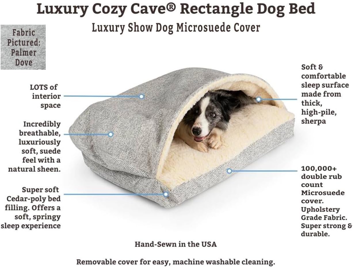 Snoozer Pet Products Luxury Rectangle Cozy Cave Dog Bed with Microsuede, Showdog Collection, Medium, Merlin Camel