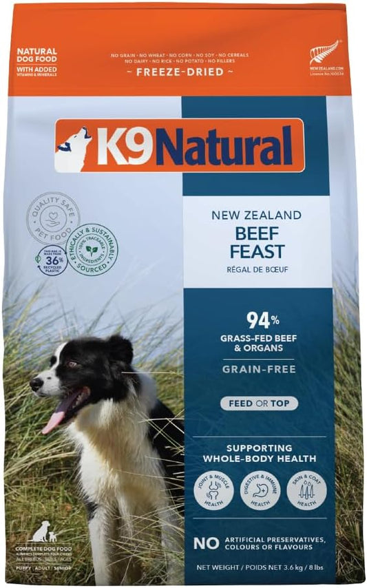 K9 Natural - Grain Free Freeze Dried Dog Food - Beef, 8lb