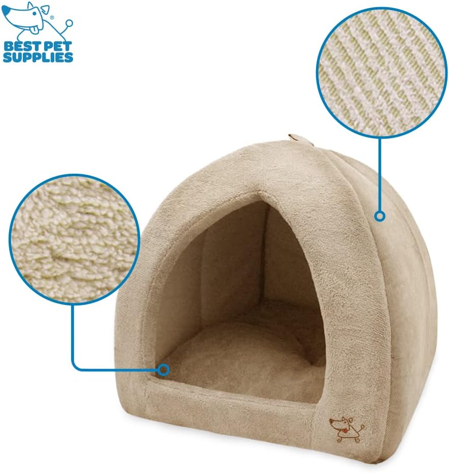 Pet Tent-Soft Bed for Dog and Cat by Best Pet Supplies - Tan, 18" x 18" x H:16"