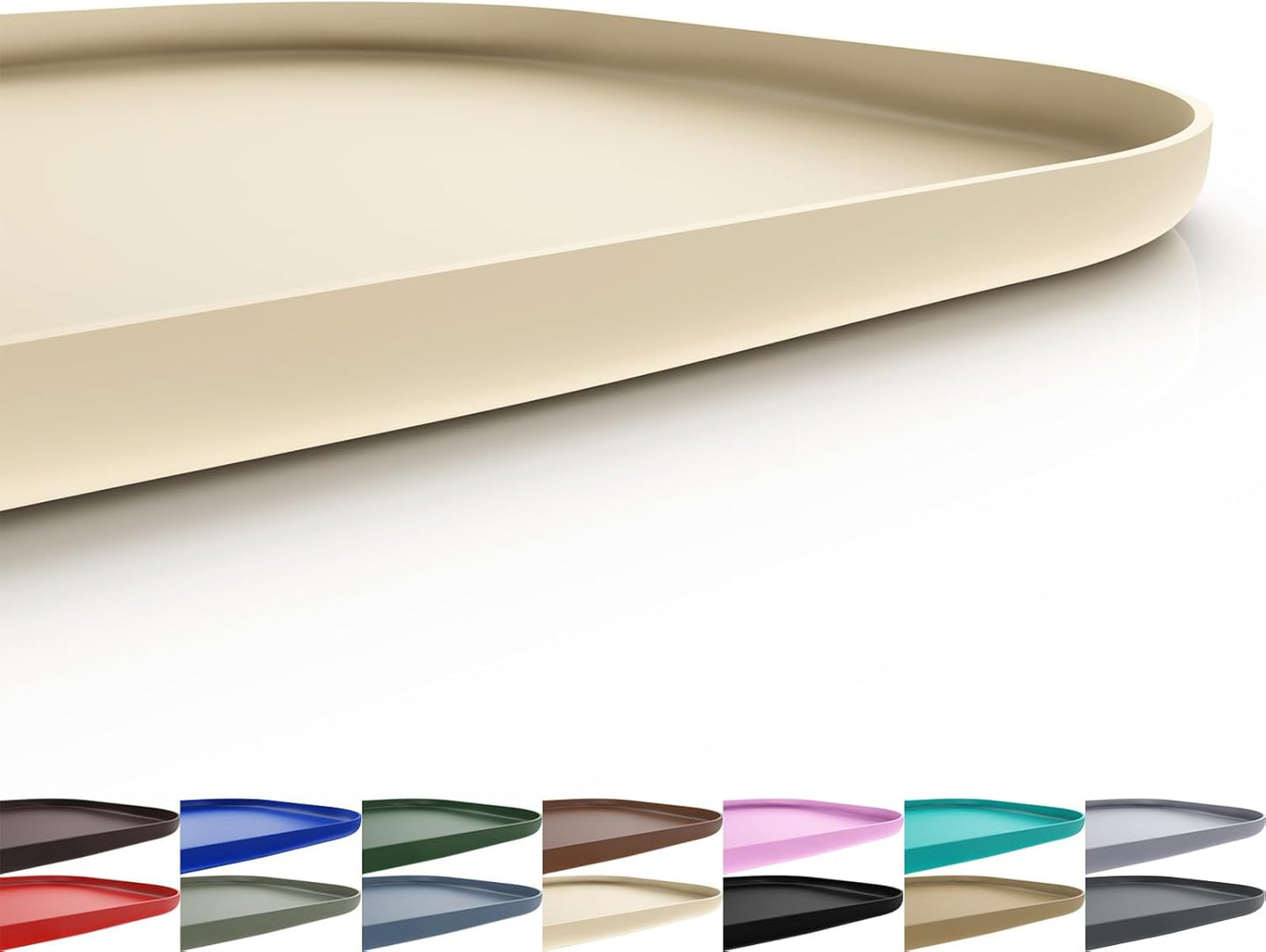 Silicone Pet Feeding Mat with Raised Edge for Food and Water, Dog Bowl Mats, Cat Bowls Placemat with High Lip for Floor Waterproof, Rubber Tray for Cats and Dogs 19 x 12 x0.7 White Sand