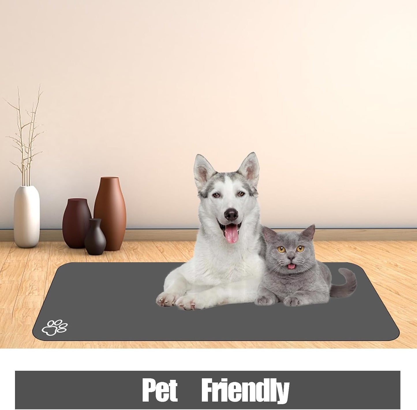 Large Pet Feeding Mat, Bohemia Absorbent Quick Dry Dog Mat for Food and Water Bowl, Non Skid Cat Bowl Mat, No Stains for Pet Water Dispenser Pet Supplies for Messy Drinkers