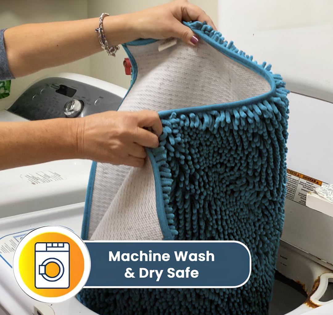 Muddy Mat® Original Dog Door Mat for Muddy Paws, Super Absorbent Microfiber, Non-Slip Washable Pet Rug, Quick Dry Chenille Entryway Carpet, Machine Washable Indoor Outdoor mat, Sky Blue 48"x60"