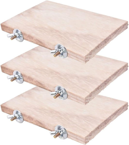 3Pcs Pet Parrot Bird Cage Perches Square Wooden Stand Platform Budgie Toys Bird Tree Perches for Parakeets