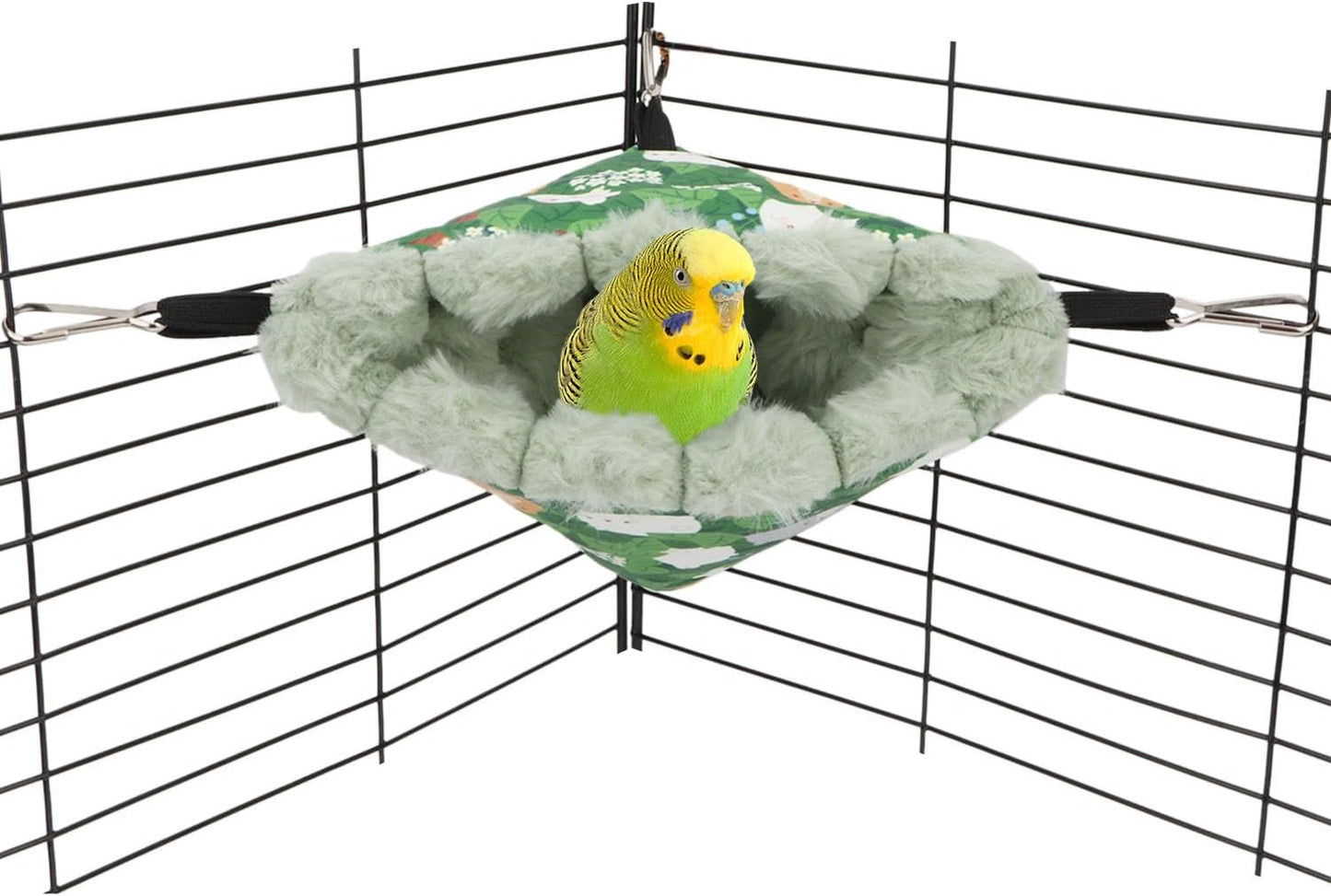 Wontee Bird Nest House Winter Warm Hanging Hammock Bird Bed Snuggle Hut for Parakeets Budgies Caique Conures Cockatiels (Small, Green)