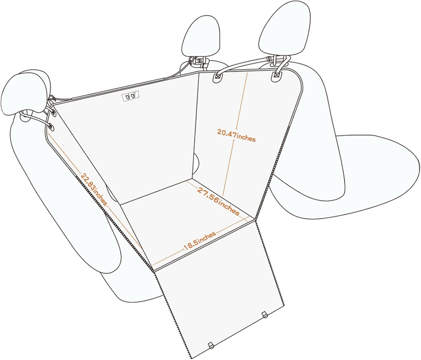 njnj Dog Car Seat Cover for Back Seat - Waterproof Dog Half Hammock for Cars,Scratchproof Pet Backseat Protector,Perdurable,Non-Slip Booster Seat for Small,Medium and Large Dogs