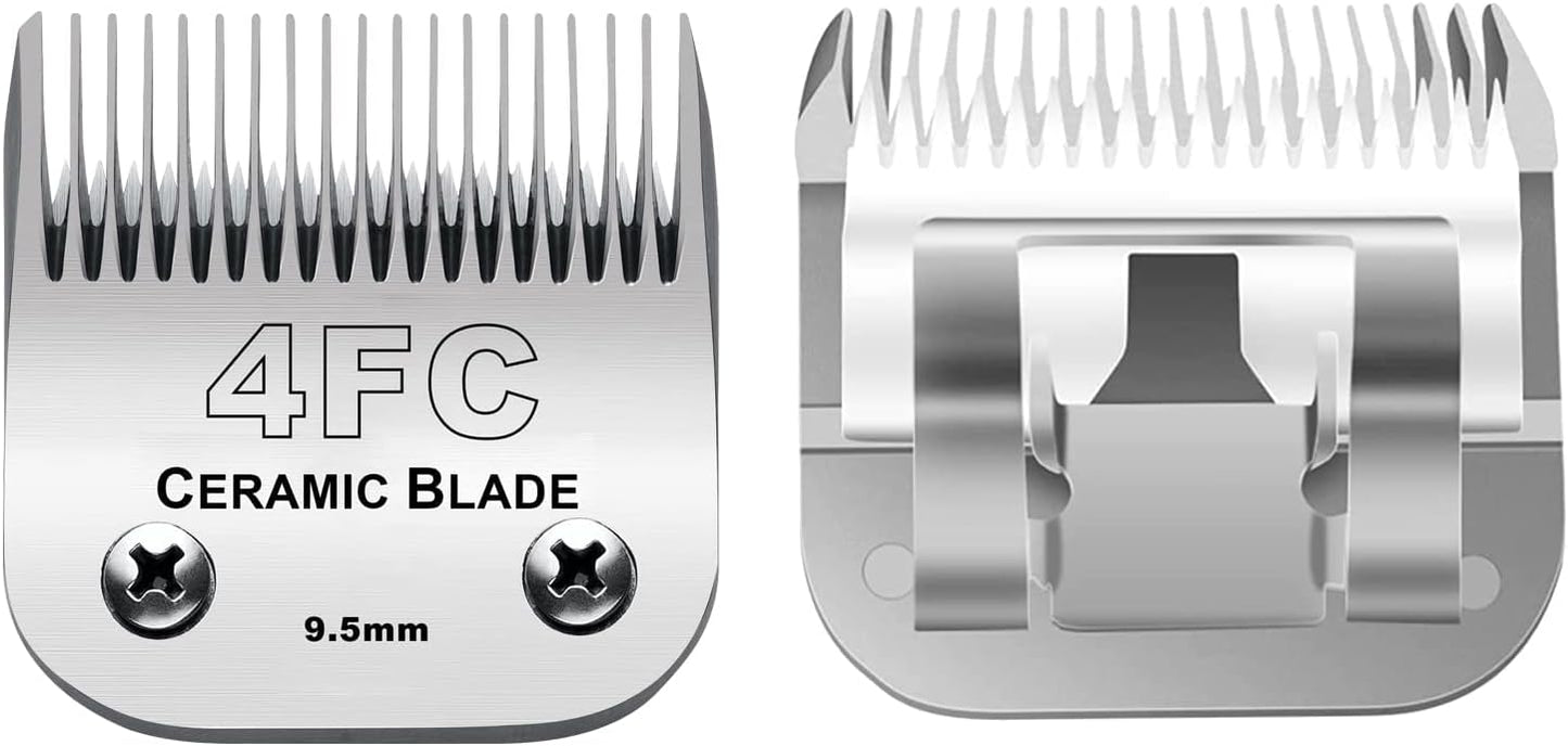 Audoc 4FC Blade Detachable Pet Clipper Replacement Blades, Ceramic and Stainless Steel, Compatible with Andis, Oster, and Wahl Clippers