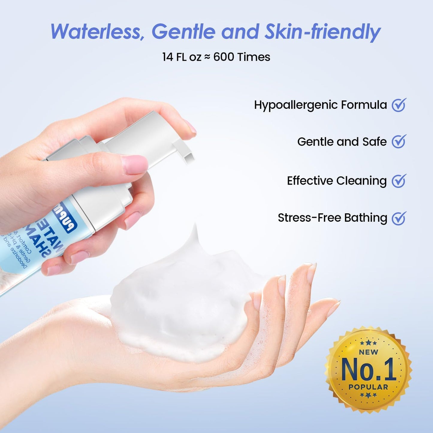 Waterless Cat Shampoo with Cat Brush - No Rinse Foam Dry Shampoo | Deep Cleansing Relieves Itchy Skin & Shedding | Gentle, pH-Balanced for Kittens Sensitive Skin | Specifically for Cat Bath | 7 oz*2