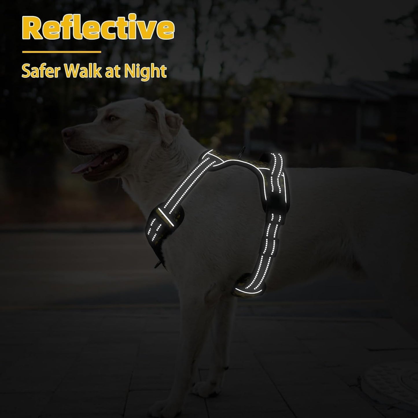 PUPTECK No Pull Dog Harness Medium Sized, Adjustable Reflective Dog Harness with Handle Easy Control, Comfortable Soft Padded Pet Vest Harness for Medium Dogs, Sunflower M