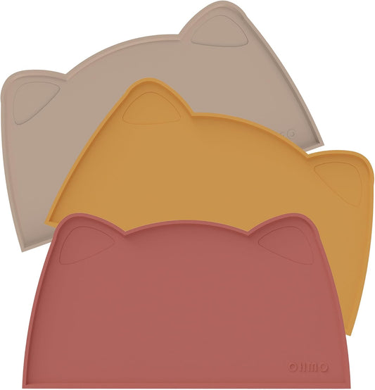 OHMO - Cat Food Mat, Silicone Pet Feeding Mat for Floor Non-Skid Waterproof Dog Water Bowl Tray, Easy to Clean Pet Placemat (Erythrinus, 18 * 9.8'')