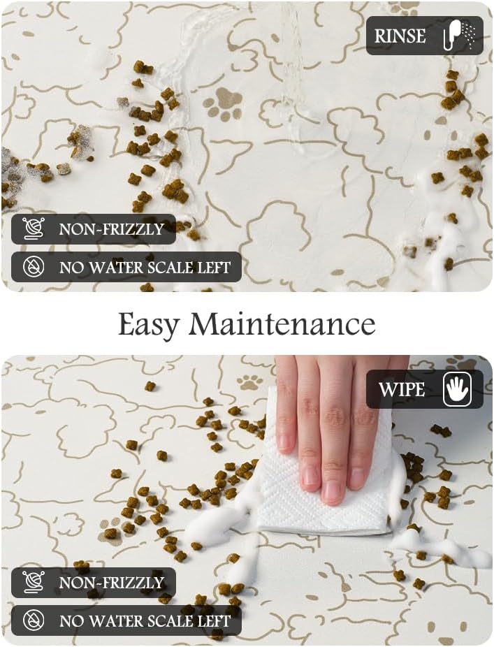 Pet Feeding Mat-Absorbent Dog Mat for Food and Water Bowl-No Stains Quick Dry Water Dispenser Mat-Dog Accessories Pet Supplies-Bowl for Messy Drinkers（FRAMEDOGS,23"x34"