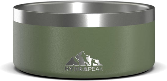 Hydrapeak Dog Bowl; Non Slip Stainless Steel; Water and Food Dish; Large Sized and Small Dogs; 32oz 64oz; Multiple Sizes; 4 Cup | Sage Leaf