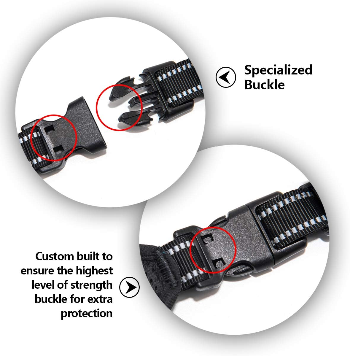 PHOEPET 2019 Upgraded No Pull Dog Harness, Reflective Adjustable Vest, with a Training Handle + 2 Metal Leash Hooks+ 3 Snap Buckles +4 Slide Buckles(L, Purple)