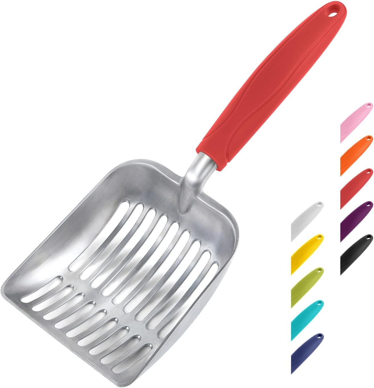 WePet Cat Litter Scoop, Aluminum Alloy Sifter, Kitty Metal Scooper, Deep Shovel, Long Handle, Poop Sifting, Kitten Pooper Lifter, Durable, Heavy Duty, for Litter Box