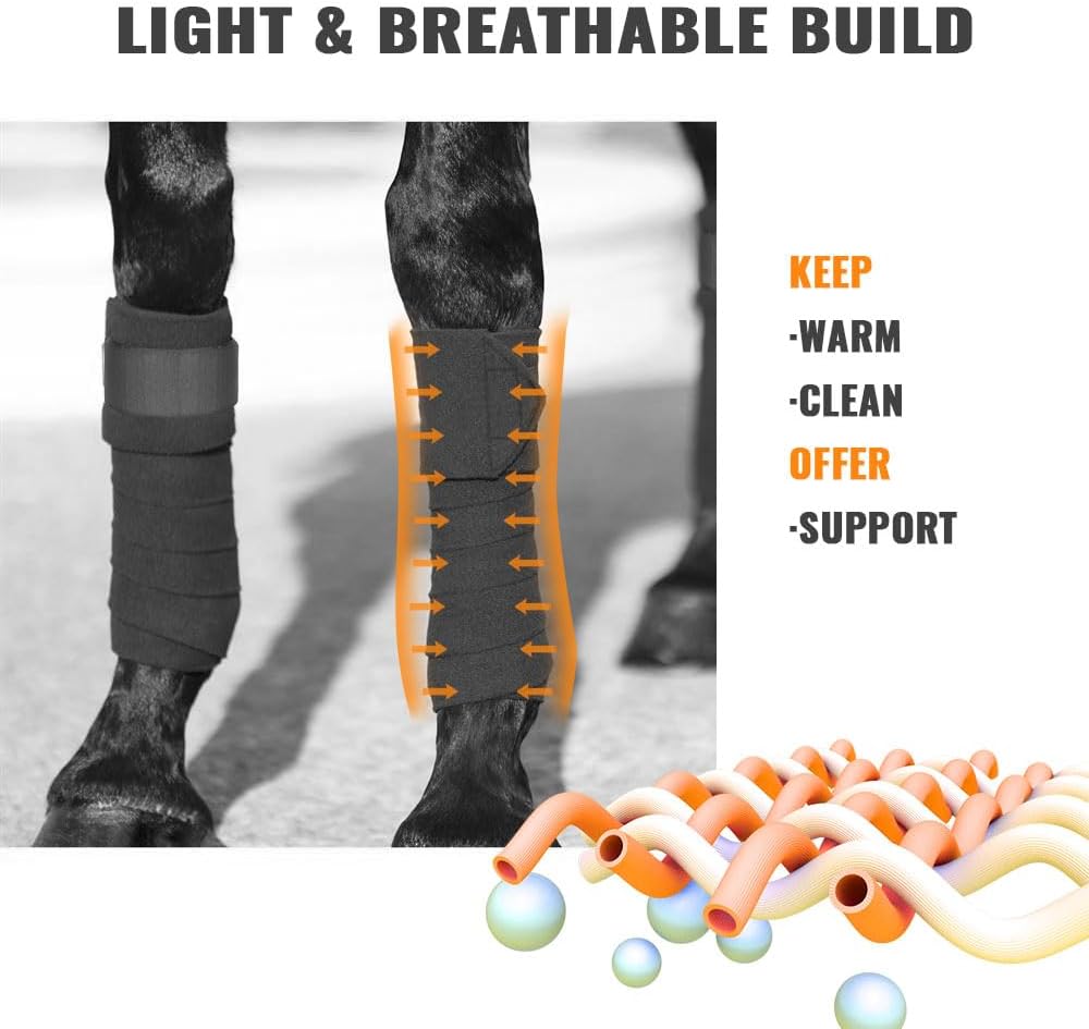 Horse Polo Leg Wraps Soft Fleece Wraps Equestrian Leg Bandage 4-Pack (Cob(8.2ft), Red)