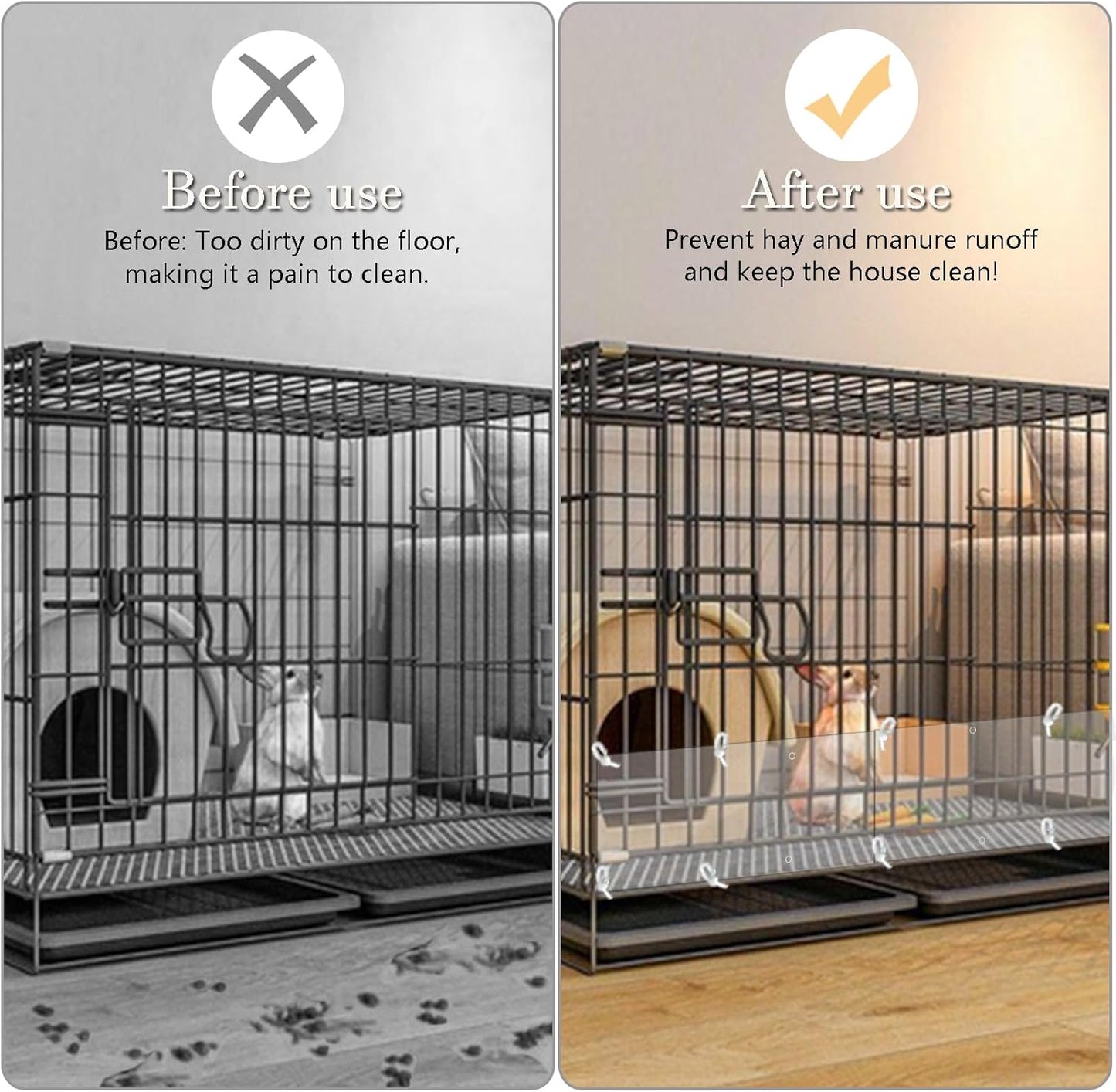 Pet Cage Liner Protection, Rabbit Cage Plastic Panels, 18 PCS Cage Urine Guard for Rabbit, Guinea Pig, Hamster, Hedgehog, Chinchilla, Ferret, Bunny - Transparent, 11.8"x5.9"