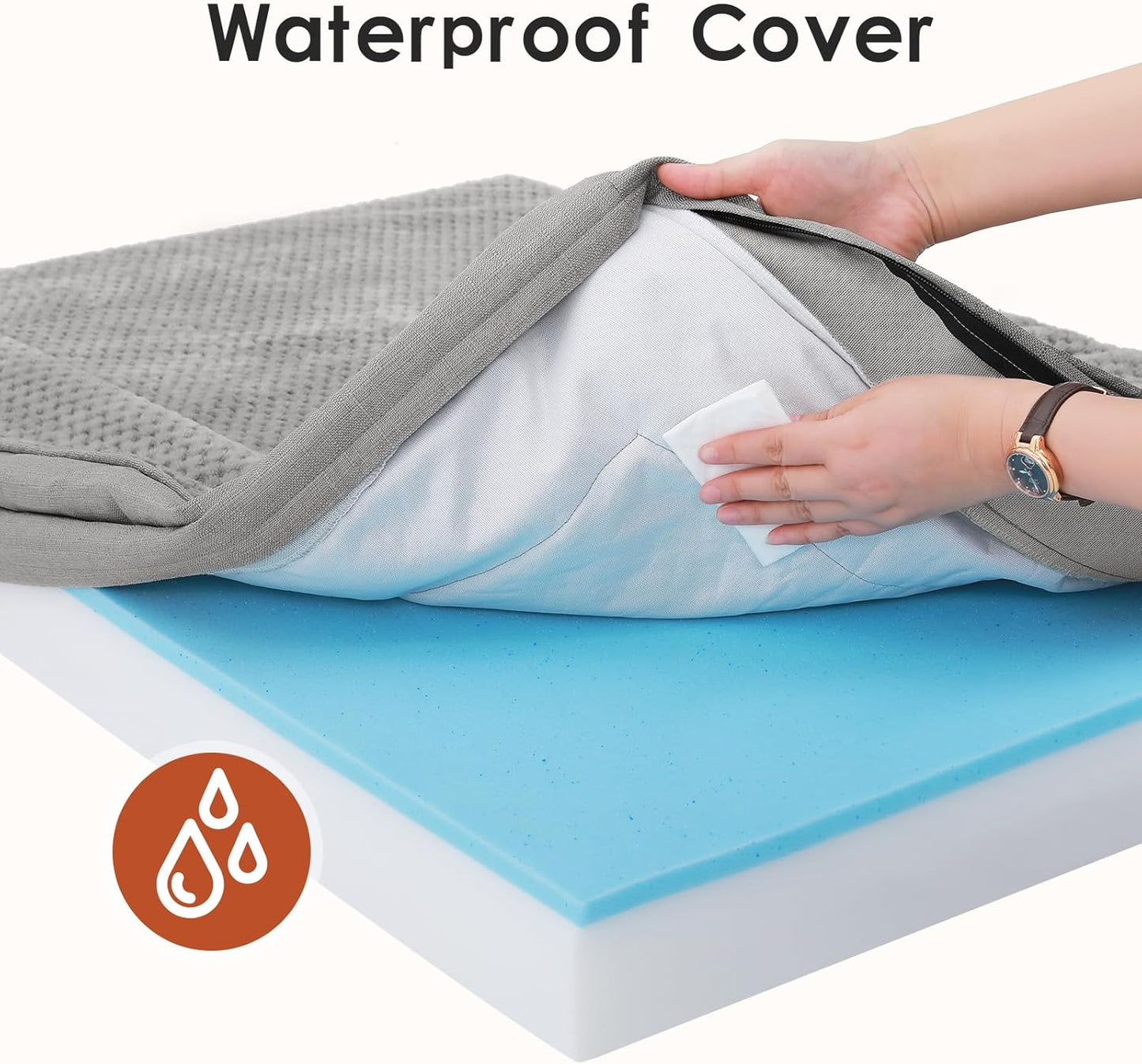 Orthopedic Dog Bed, 3 Inch Memory Foam Dog Beds for Large Dogs, Washable Removable Cover, Nonskid Bottom, Waterproof Pet Couch for Indoor, Outdoor or Car Use, 44x32 Inches XXL Light Grey