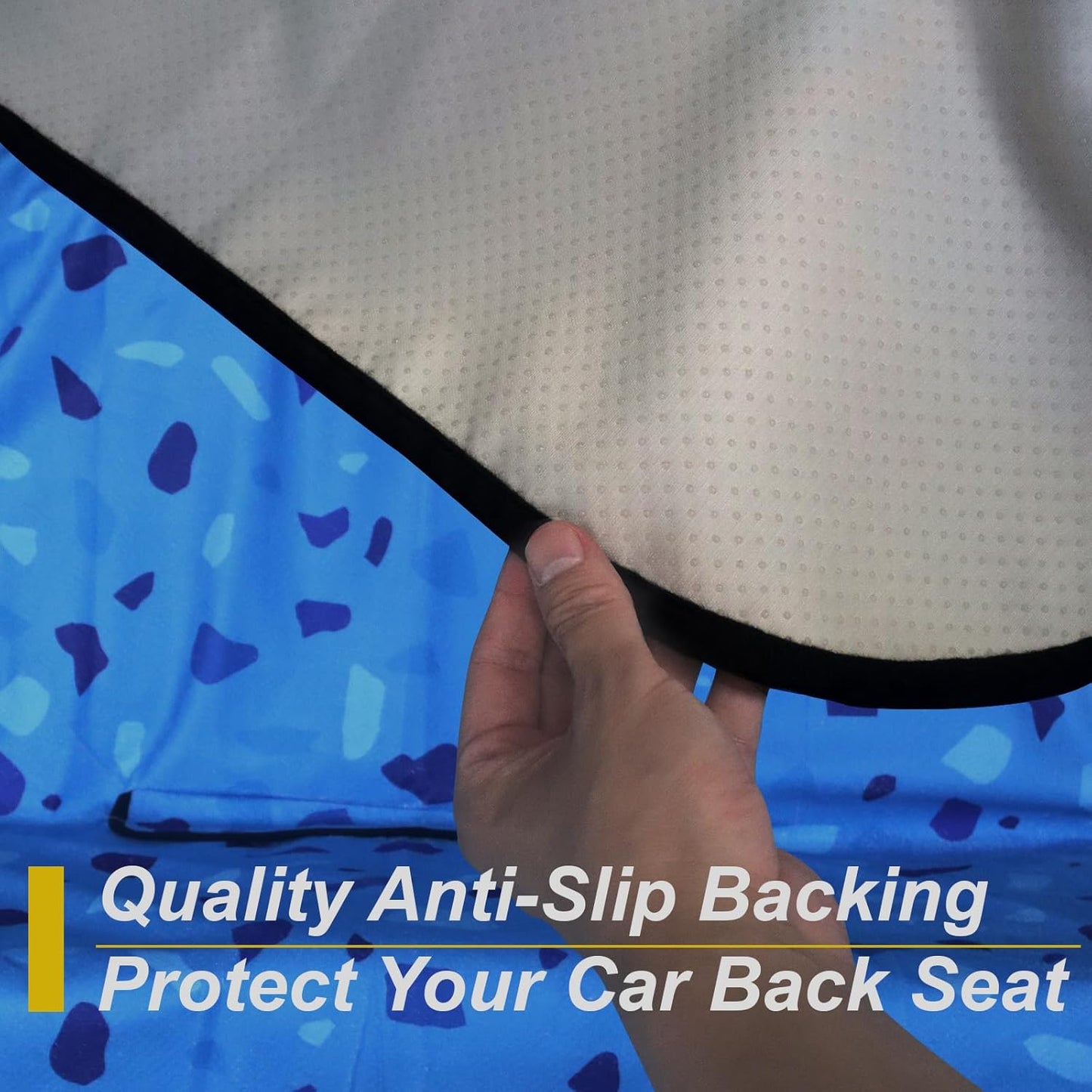 Back Seat Cover for Car Trucks Van SUV,Waterproof Rear Bench Towel Seat Covers for Dogs and Kids,Automotive Backseat Protector (Blue Marbling)