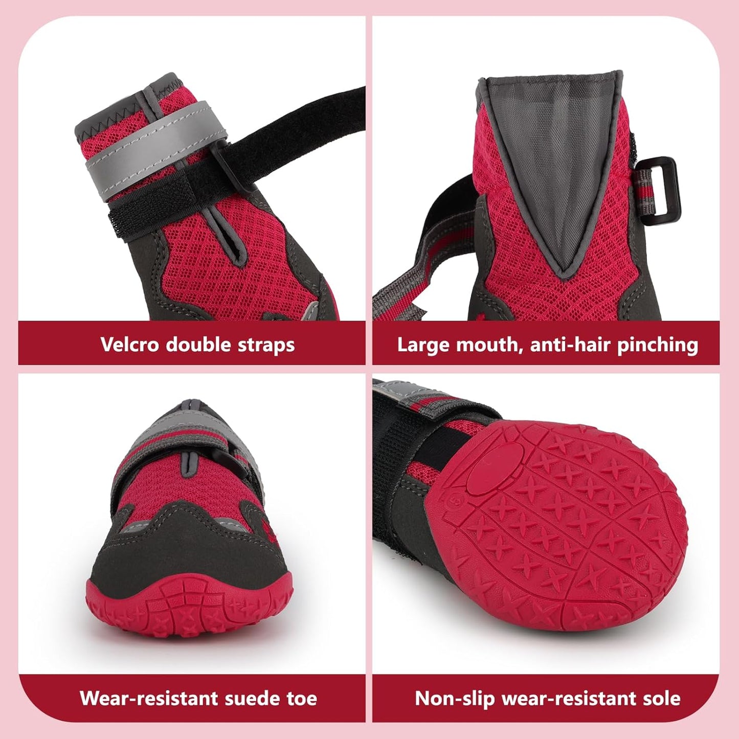 Dog Shoes for Large Medium Small Dog, Mesh Breathable Dog Shoes for Hot Pavement, Anti-Slip Dogs Boots Paw Protectors with Reflective for Outdoor Walking Indoor Hardfloors (Size 5)