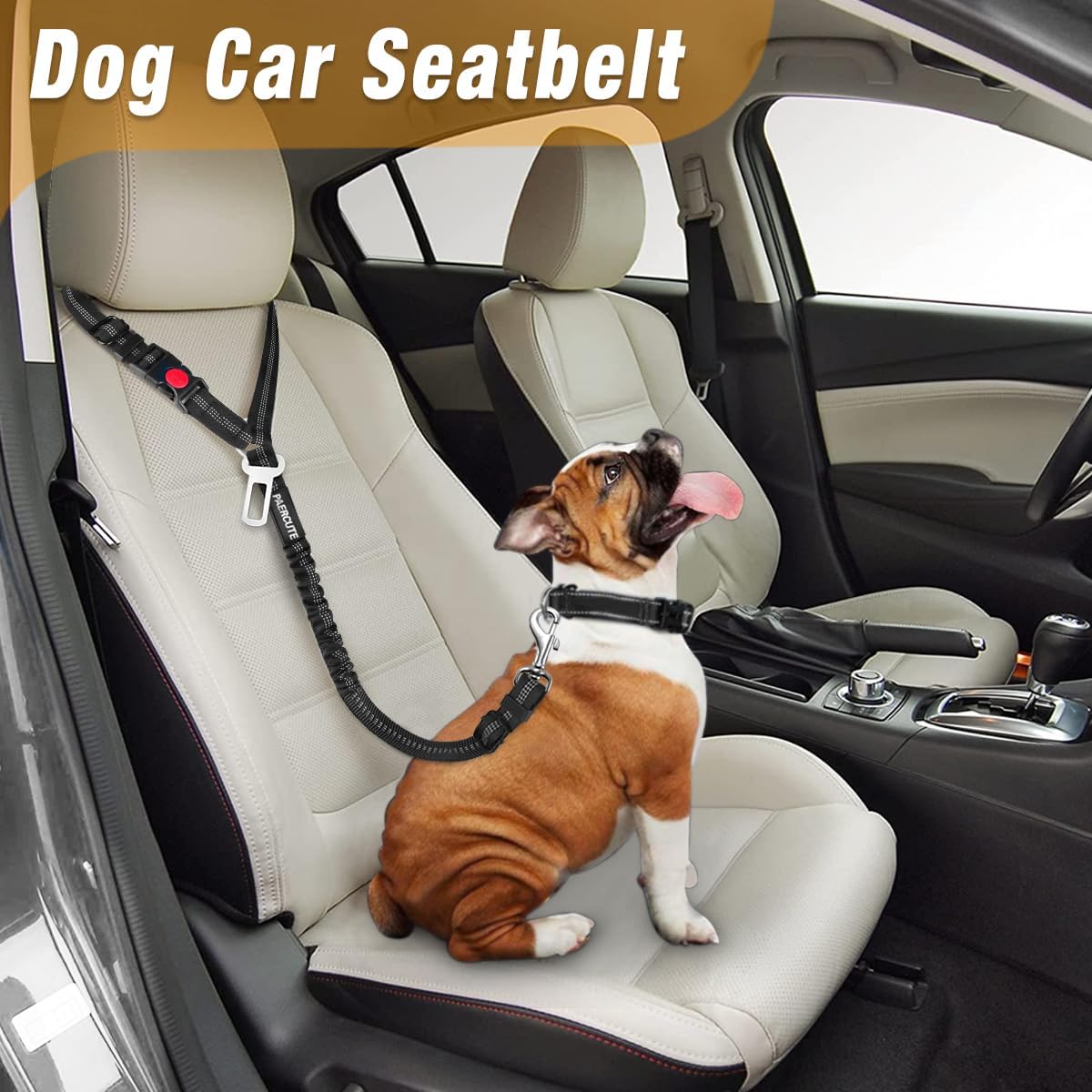 2 Piece Set Dog Seat Belt - Retractable Car Seatbelts, Adjustable Pet Restraint for Vehicle Headrest, Heavy Duty, Elastic & Durable Harness