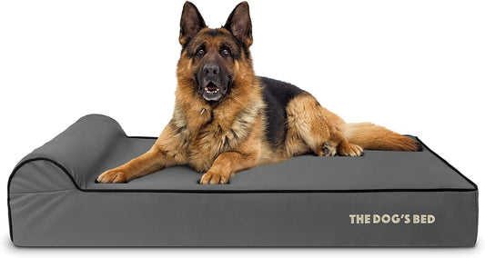 The Dog’s Bed Orthopedic Headrest Dog Bed XL Grey/Black 46x28, Memory Foam, Pain Relief for Arthritis, Hip & Elbow Dysplasia, Post Surgery, Lameness, Veterinary Approved, Waterproof Washable Cover