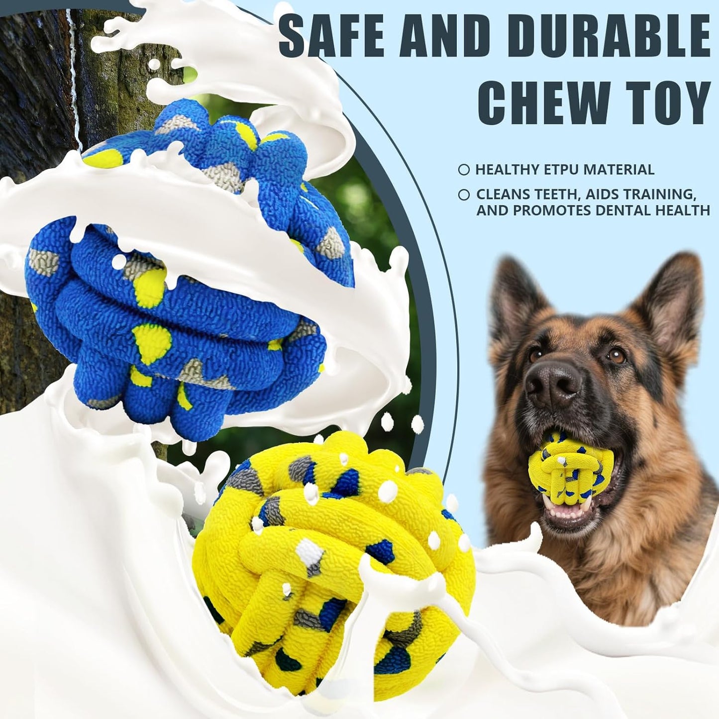 Dog Balls Tennis Ball Toys Dog Toy for Aggressive Chewers Indestructible Teething Chew Toys Water Toy Fetch Ball for Dogs (4 Pack)