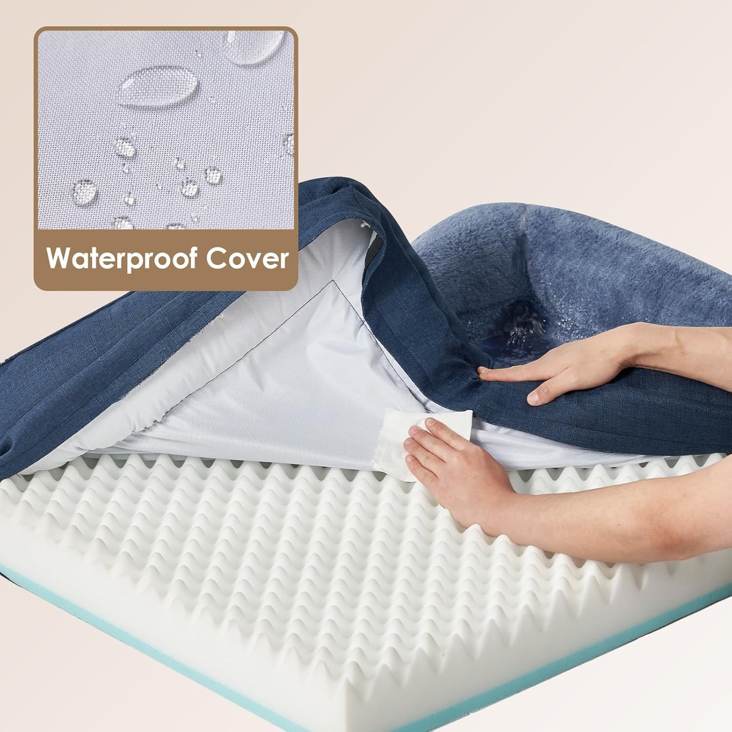 EHEYCIGA Memory Foam Dog Bed for Medium Size, Orthopedic Dog Sofa with Sides and Waterproof Liner, Washable Bolster Pet Couch with Removable Cover, 35x22x6.5 Inch, Navy