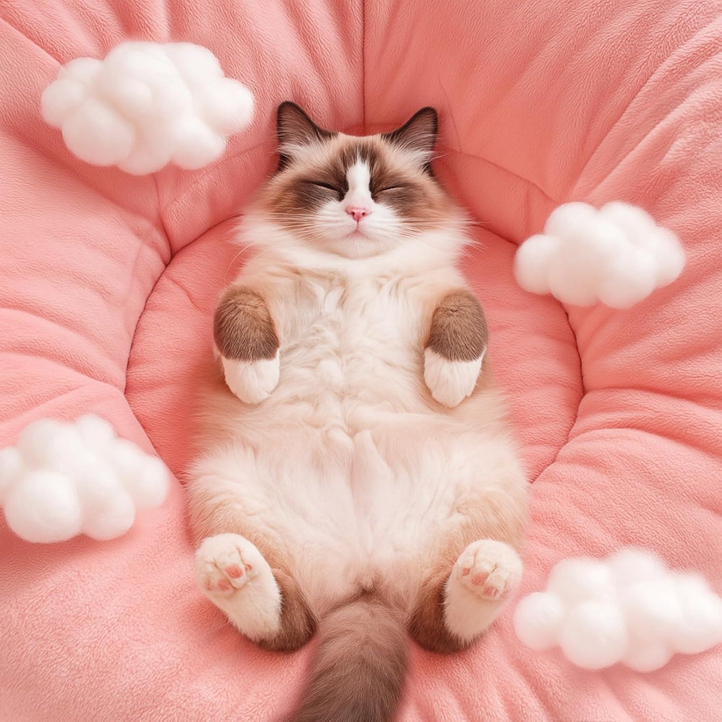 Cat Tunnel Bed for Indoor Cats, Peekaboo Cat Cave Bed,Soft Cat Donut Tunnel for Kitten Large Cats, Cute Pink Octopus Shaped