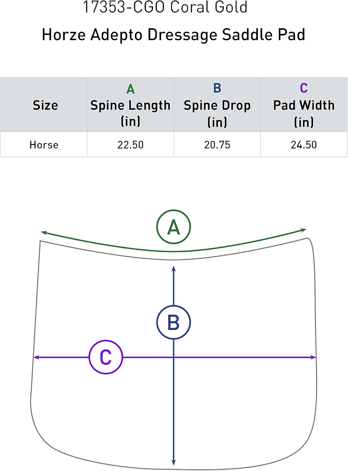 HORZE Adepto Quilted Quick-Dry Dressage Saddle Pad for Horses with Two-Tone Trim